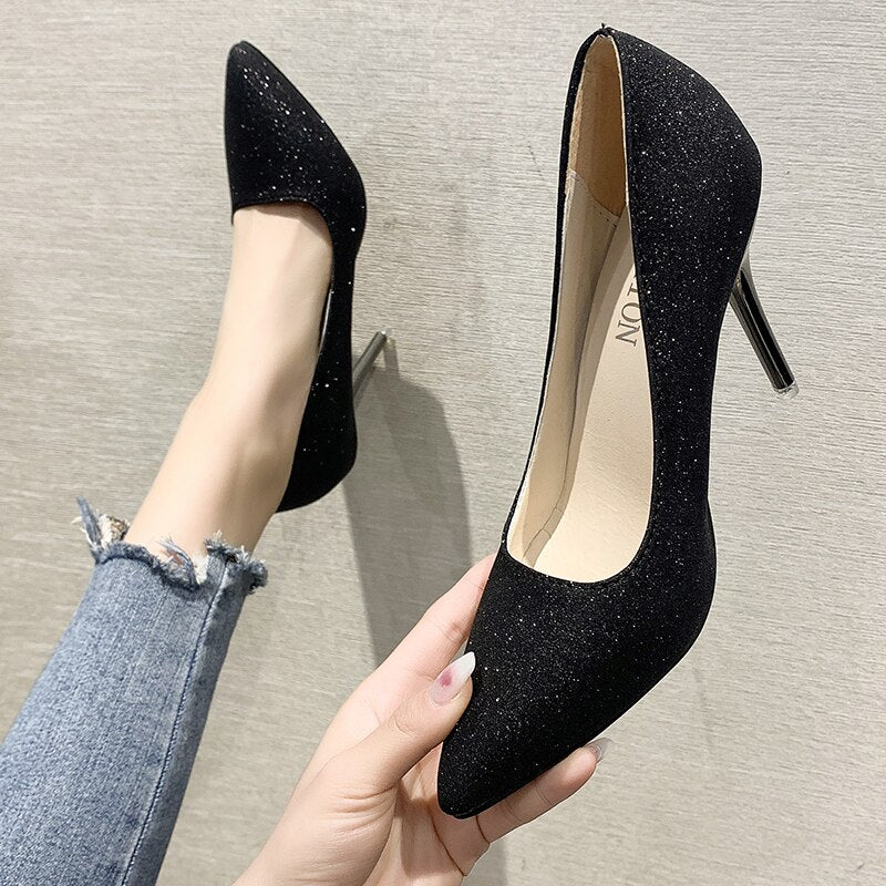 Niulatu High Heels Women Spring and Autumn 2025 New Pointed Toe Solid Color Comfortable Fashion Shallow Mouth Women's Shoes DJSE