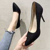 Niulatu High Heels Women Spring and Autumn 2025 New Pointed Toe Solid Color Comfortable Fashion Shallow Mouth Women's Shoes DJSE