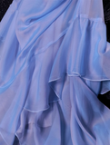 Niulatu High Low Spaghetti Straps Blue Knee Length Prom Dresses Birthday Outfits SD489