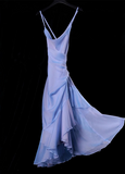 Niulatu High Low Spaghetti Straps Blue Knee Length Prom Dresses Birthday Outfits SD489