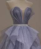 Niulatu tulle sequin long prom dress purple sequin evening dress HZ1110
