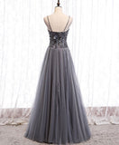 Niulatu sweetheart neck tulle sequin beads long prom dress HZ1110