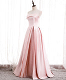 Niulatu satin long pink prom dress, pink evening dress HZ1110