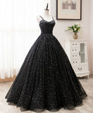 Niulatu sweetheart tulle long prom dress black evening dress HZ1110