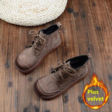 Niulatu Short Boots Japanese Thick-Sole Students Doll Shoes Mori Round Head Lace-Up Ankle Boots College Wind Womens Boots DJSE