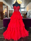 Niulatu Sweetheart Tiered Long Tulle Prom HZ1007