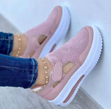 Niulatu New Ladies Vulcanized Sneakers Thick Sole Solid Color Flat Women Shoes Casual Breathable Velcro Ladies Walking Sneakers DJSE