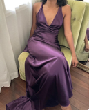 Niulatu V Neck Backless Evening Dress Long Prom Dress Party Dress HZ1007