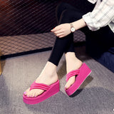 Niulatu Women Summer Shoes Woman 2025 Wedge Rubber Flip Flops Heeled Mules Candy Colors Platform Female Beach Slippers White 39 DJSE
