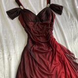 Niulatu Ombre Red Chiffon Long Prom Dress Evening Dress HZ1007