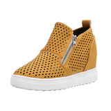 Niulatu Women's Wedge Sneaker Vulcanize Shoes Fashion Zip Leopard Increase Within Zapatos De Mujer New Fashion for Girl DJSE
