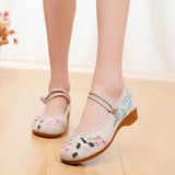 Niulatu Women All-match Embroidered Shoes Ladies Dance Wedding Shoes Ethnic Style Hanfu Mid-heel Pumps DJSE