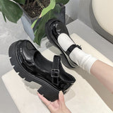 Niulatu Janes Women's Patent Leather Pumps Ladies Lolita Shoes Woman Waterproof Platform Cosplay High Heels Female Vintage Footwear DJSE