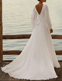 Niulatu Dresses A-Line Camisole Sleeveless Tea Length Chiffon Bridal Gowns With Pleats Simple HZ1007