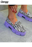 Niulatu Women Shoes 2025 Fashion Leopard Faux Suede Loafers Chunky Heel Metal Chain Slip On Summer Vulcanized Casual Mocassin Lazy Shoes DJSE