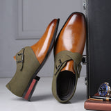 Niulatu Men's Fashion Splicing Buckle Derby Shoes Men Leather Dress Shoes Wedding Party Shoes Mens Business Office Oxfords Slip-On Flats DJSE