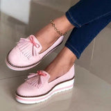 Niulatu Round Toe PU Ladies Loafers Shoes Slip on Rubber Platform Shoes Women Vulcanized Shoes Woman Autumn Sneakers Female Wedges DJSE