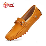 Niulatu Loafers Men Handmade Leather Shoes Casual Driving Flats Slip-on Shoes Moccasins Boat Shoes Black/White/Blue Plus Size DJSE