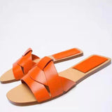Niulatu Women's Flat Slippers Sandals Shoes For WomanOpen Toe Rear Empty Beach Shoes Luxury Designer Shoes Flat Sandal DJSE