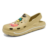 Niulatu Summer Sandals Couple Women Garden Shoes Green Cartoon Clogs Woman Slip On Sandals Comfort Nursing Shoes Flat Slippers DJSE