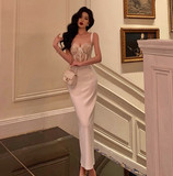 Sexy Sheath Straps White Lace 18th Birthday Dress Long Party Birthday Outfits For Women HZ1214