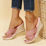 Niulatu Wedge Slippers For Women Weave Thick Soled Peep Toe Sandals Woman Plus Size Casual Beach Flip Flops Platform Shoes DJSE