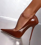 Niulatu Red Leather Pumps Women Shoes Pointed-toe Cut-outs Women Shoes High Heels Stiletto Heels Ladies Banquet Dress Shoes DJSE