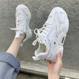 Niulatu Spring Autumn Platform Sneakers Women Casual Lace Up Thick Bottom Walking Shoes Woman Non Slip Yellow Sneakers Mujer DJSE