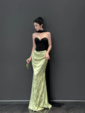 Niulatu Strapless Satin Mermaid Prom Dress Long Evening Dress HZ1007