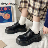Niulatu Shoes Oxford Shoes 2025 autumn Vintage Brown Leather Lace Up Women Fashion Loafer Shoes Black Oxford Shoes DJSE