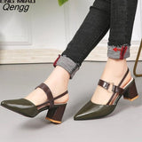 Niulatu Hollow Coarse Sandals High-heeled Shallow Mouth Pointed Pumps Female Sexy High Heels Large Fashion Woman Shoes DJSE