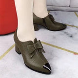 Niulatu Women Classic Black Bow Tie Medium Heel Slip on Spring Shoes Lady Fashion Sweet Blue Party High Heel Shoes DJSE