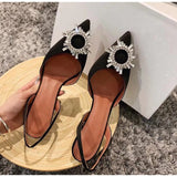 Niulatu New arrival burgundy pointed transparent sandals new stiletto rhinestone sexy Baotou high heels Wedding Shoes DJSE