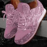 Niulatu Women's Sneakers Flat Vulcanized Shoes Woman Lace up Bling Ladies Platform Female Casual Fashion Spring Women Footwear DJSE