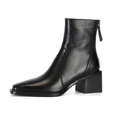 Niulatu Big Size 43 Cow Leather High Heels Winter Shoes Classics Chelsea Boots Square Toe Zipper Concise Dating Ankle Boots DJSE