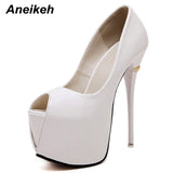Niulatu Classic Red Wedding Shoes Women Ultra High Heels Platform Thin Heel Shoes Shallow Party Dress Peep Toe Pumps DJSE
