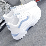 Niulatu Women Thick-soled Sneakers Fashion Spring Autumn Summer White Black PU lace-up Vulcanized Shoes Mesh Rubber Non-slip New DJSE