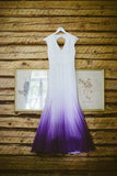 Niulatu neck Ombre Formal Prom Dress, A Line Wedding Party Gown HZ0113