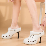 Niulatu Women Sandals Hole Hole Slippers Sexy Heel Slippers Sandal Shoes Woman Thin High Heels Sandal Lady Pump Heels Woman DJSE