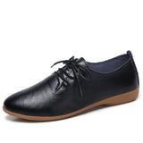Niulatu Autumn women oxford shoes ballerina flats shoes women genuine leather shoes moccasins lace up loafers white shoes DJSE