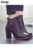 Niulatu Women Boot Autumn Winter Short Boots Women High Heel Shoes Boots Women Ankle Boots Black Women Shoes 567 DJSE