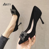 Niulatu Women Pumps Slip-On Fashion Sexy Pointed Toe High-heel Shoes with Metal Buckle Women Shoes Zapatos De Muje DJSE