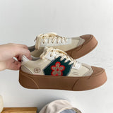 Niulatu Floral Woman Vulcanize Shoes Embroidery Fashion Zapatillas Mujer Casual Patchwork Students Daily Wear Sneakers DJSE