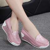 Niulatu Shoes Loafers For Women 2025 Wedges Sneakers Floral Single Woman White Shoes Platform Breathable Female Vulcanized Shoes DJSE