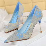 Niulatu Shoes Fashion Women Pumps Sequin Cloth Pumps Women Shoes Stiletto High Heels Wedding Shoes Women Heels Plus Size 42 43 DJSE