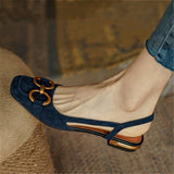 Niulatu Women's Sandals Square Heel Slip On Suede Low Heel Ladies Shoes Leisure Solid Fashion Casual Elegant Office Females Shoes DJSE