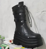Niulatu Women Motorcycle Boots Strange Style High Heels Platform Woman Over The Knee High Boots Party Club Platform Boots Platform Shoes DJSE