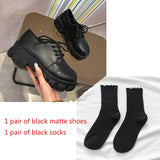 Niulatu platform shoes lolita shoes Oxfords Women heels School Uniform Jk Student Shoes Girls Women Kawaii Platform low Heel boots DJSE