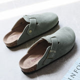 Niulatu Popular Women's Closed Toe Cork Slippers Mule Clogs Cork Sandals For Women Split Leather Garden Slides Cork Shoes DJSE