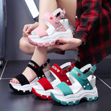 Niulatu Sandals Women 2025 New Summer Chunky High Heels Female Wedges Shoes for Women Fish Toe Red Sandalia Feminina DJSE